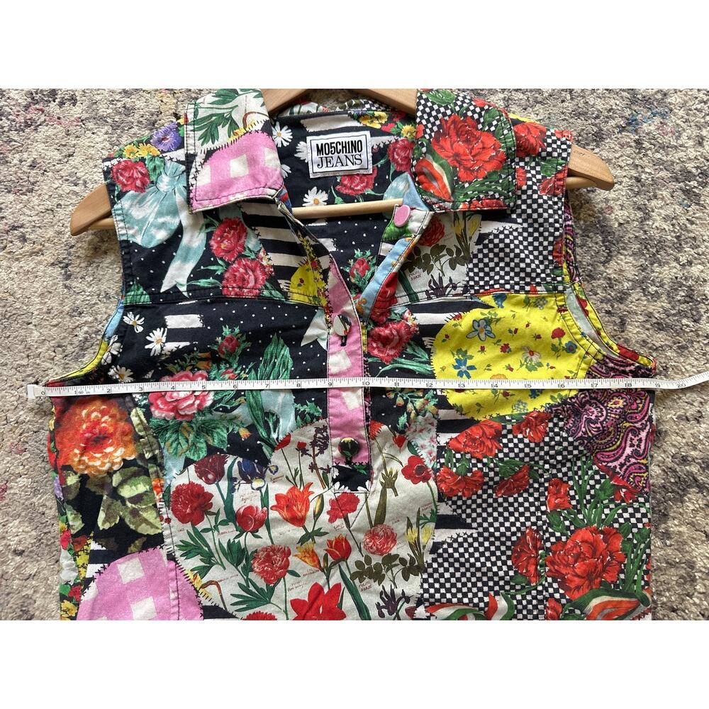 Moschino Jeans Patchwork Heart Print Mini Dress Multicolor IT 46 US 12 8 - Picture 5 of 9